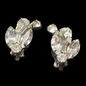 WEISS RHINESTONE EARRINGS WEDDING BRIDE HOMECOMING CLIPS